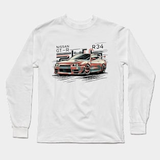 Nissan GTR R34 Vintage Car Long Sleeve T-Shirt